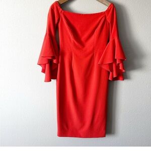 MILLY ITALIAN CADY Red Bell-Sleeve Women’s Dress
